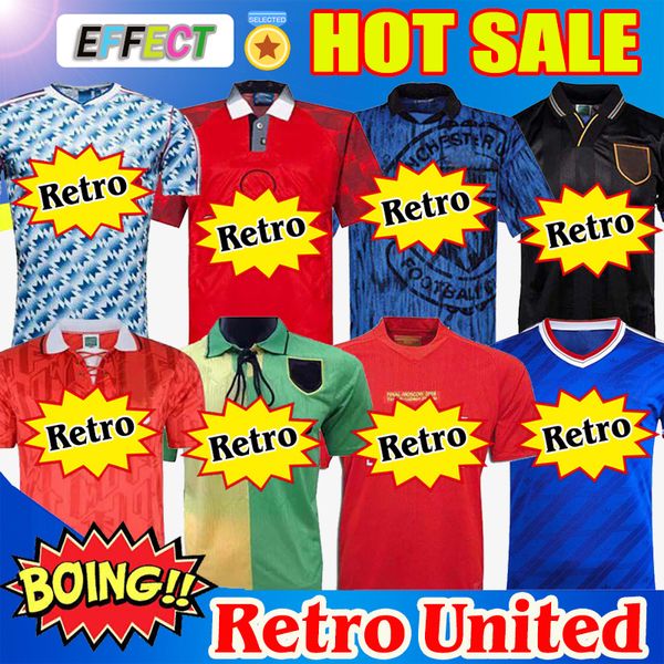 

retro 1986 cantona soccer jersey man football giggs scholes beckham ronaldo solskjaer manchester 06 07 08 94 96 97 98 99 86 88 90, Black;yellow