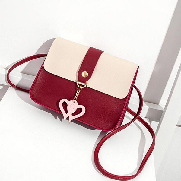 

shoulder bags korean pu leather cute heart sling bag 16cm x 21cm 13cm