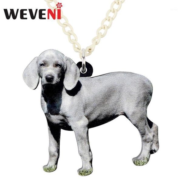 

weveni acrylic german weimaraner dog necklace pendant chain choker animal jewelry for women girls pet lovers gift wholesale new1, Silver