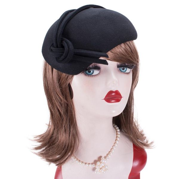 

lawliet teardrop womens british style wool felt fascinator hat tam beret casque cocktail bridal hat a572 201026, Blue;gray