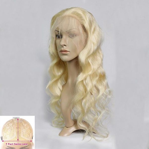 

613 t part lace wigs 13*1 loose wave wig brazilian human hair remy hair blonde color pre plucked bleached knots 180 density, Black;brown