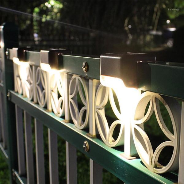 

vktech 4pcs/lot led solar deck lights waterproof outdoor indoor pathway yard wall stairs fence railing marker light night lamp1