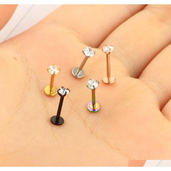 

100pcs 20g 1mm fashion labret rings lip studs surgical steel tragus bars helix ear cartilage earrings pierc sqcyvx beauty888, Black
