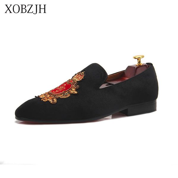 

italian genuine leather wedding loafers men luxury dress red bottom shoes designer handmade g shoes man brand, Black
