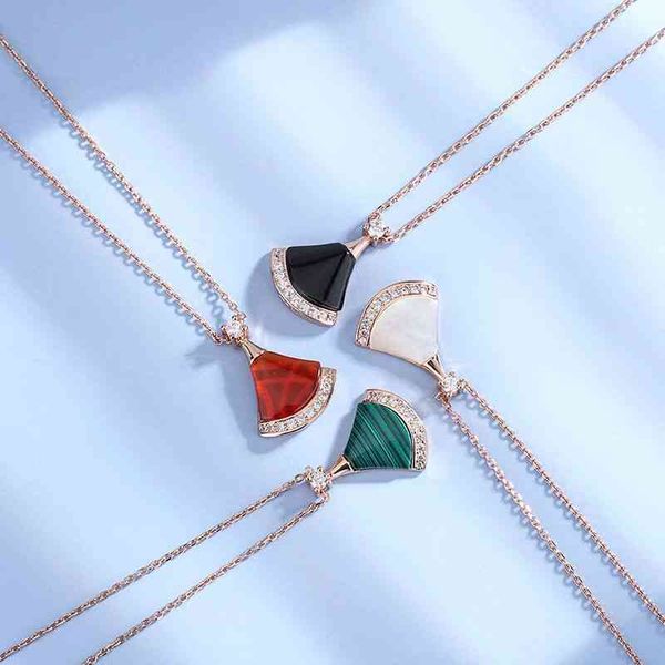 

european and american fashion s925 sterling silver small skirt necklace women's fan-shaped clavicle party