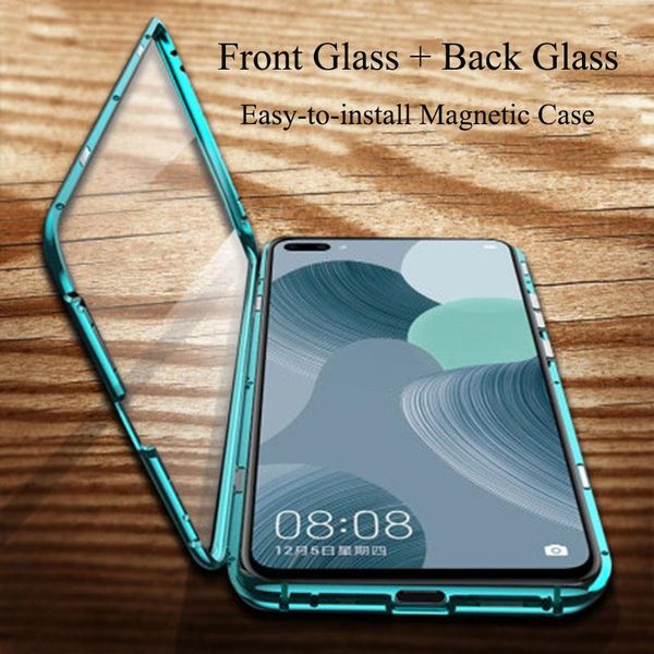 

double sided tempered glass metal magnetic case for huawei p40 p30 p20 pro lite nova 7i 7 6 se mate 30 20 h sqckjo