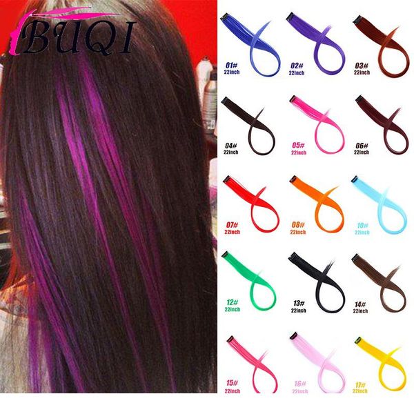 

buqi прямые поддельные окрашенные волосы наращивания волос клип радужные волосы синтетические розовые оранжевые белые фиолетовые волосы пряд, Black