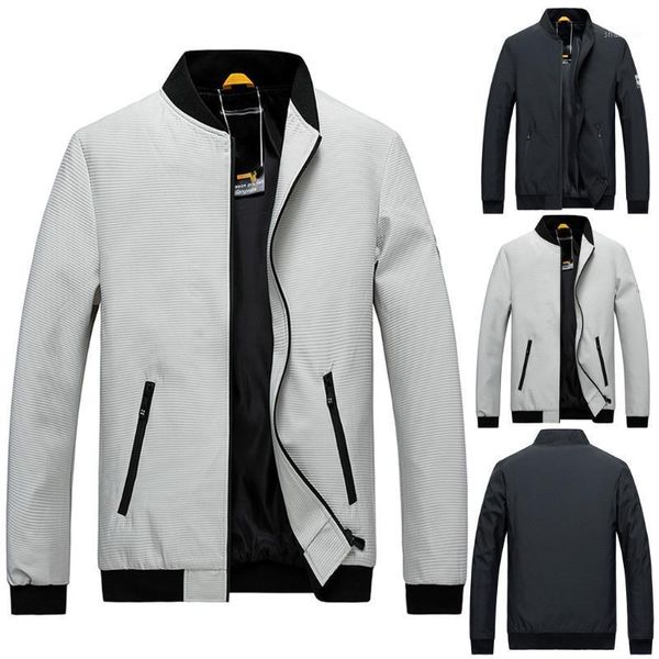 

men's autumn winter casual pure color stand collar zipper outdoor sport coat fashion independent station size vogue1, Black;brown