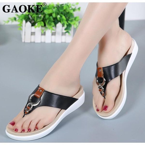 

2021 woman shoes summer beach woman slippers fashion platform wedge beach flip flops low heel slippers lady shoes, Black