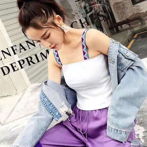 

women sleeveless camis girl vesst summer white black streetwear knitted tank 1