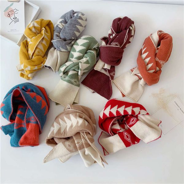 

j378 christmas tree baby new children's scarf in winter, Red;brown
