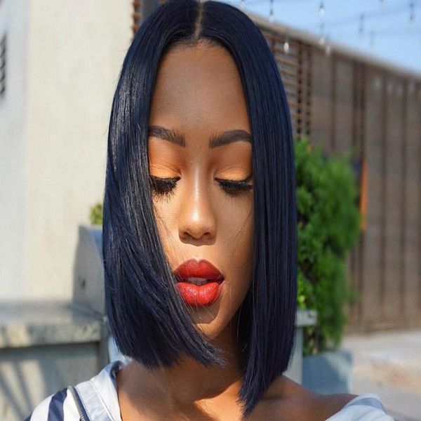 

allove pre-plucked lace closure bob wigs short bob straight 2x6 short wig indian human hair wig brazilian human hair wigs, Black;brown