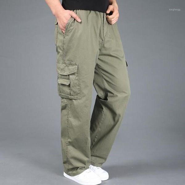 

men cargo pants casual cotton loose baggy urban tactical pants with pockets trousers joggers big size 5xl 6xl1, Black
