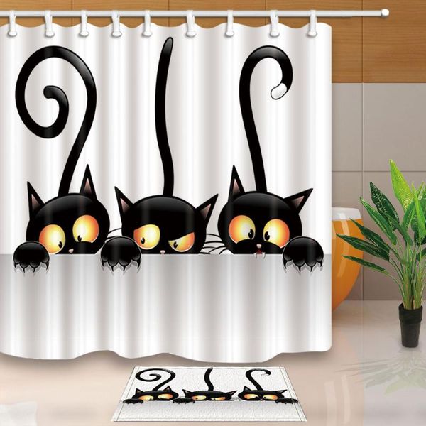 

shower curtains funny cats bath screens home decor polyester fabric waterproof and mildew proof with hooks washable