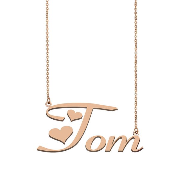 

tom name necklace custom nameplate pendant for women girls birthday gift kids friends jewelry 18k gold plated stainless steel, Silver