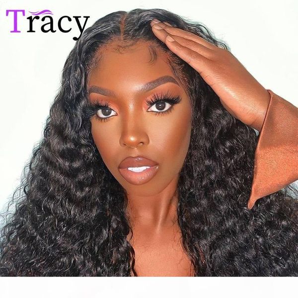 

water wave lace closure human hair wig 4x4x1 lace wig with baby hair pre plucked women malaysian remy closure t-part wigs, Black;brown