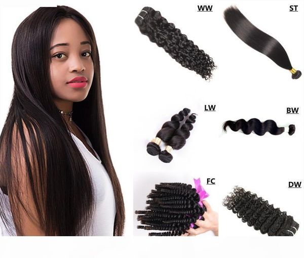 

3 bundles 8-28 inch brazilian human hair loose wave straight deep curly body wave loose wave natural color 1b black, dhl