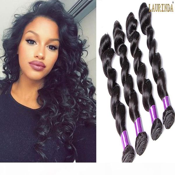 

brazilian hair bundles unprocessed virgin soft human hair weave wavy loose wave hair weft natural black 4pcs ing, Black;brown