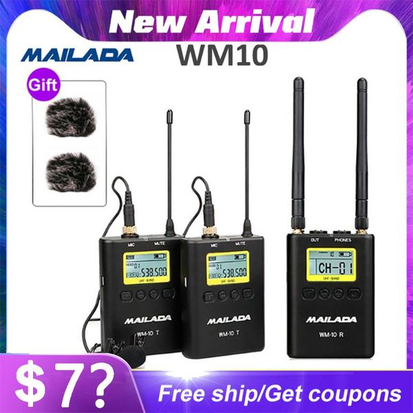 

mailada professional uhf wireless microphone system mini lapel headset mic receiver transmitter for teach lecture speech