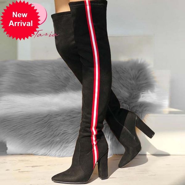 

2021 the new big 34-43 ladies to thigh boots high colors mixed woman shoes vr7n, Black