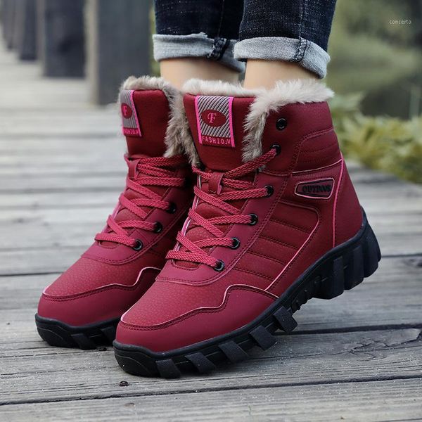 

ankle boots for women round toe snow boots warm plush winter women chunky rubber zapatos de mujer1, Black