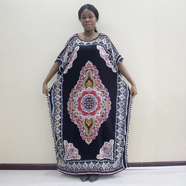 

dashikiage 2020 arrivals fashion african dashiki pattern print pompom 100% cotton african plus size women dress1, Red