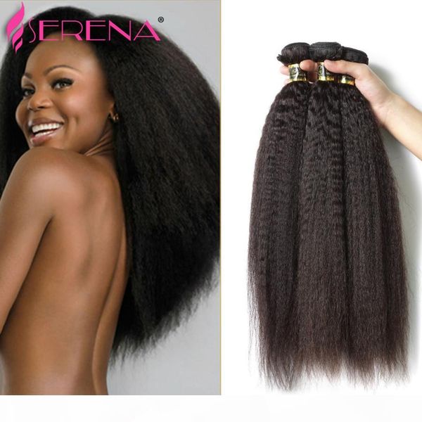 

luxury brazilian virgin hair kinky straight hair 3 bundles 8a coarse yaki 8"-30" brazilian weave bundles italian yaki straight, Black