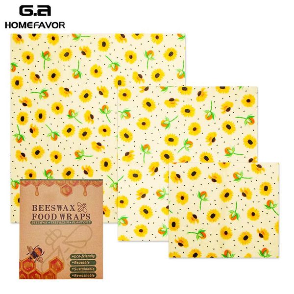 

food savers & storage containers 3 pcs beeswax wraps sets small medium and large covers reusable eco-friendly washable zero waste