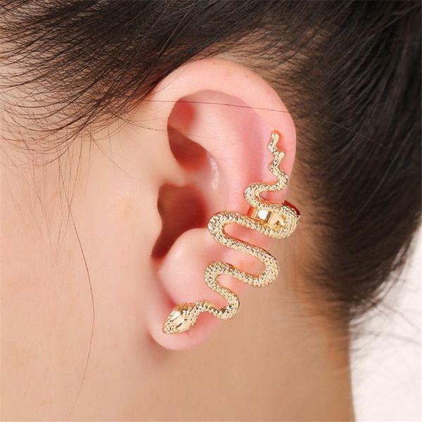 

1pc vintage hyperbole snake earrings for women men jewelry punk animal ear stud handmade stud earings e232, Golden;silver