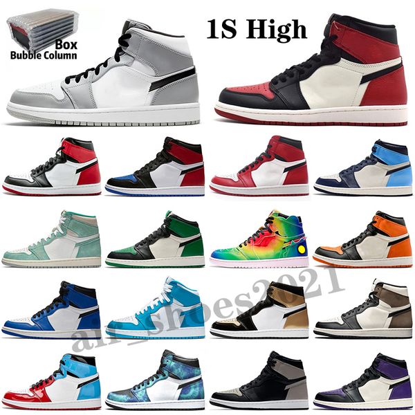 

1 basketball shoes og high 1s unc patent leather hyper royal mocha homage to university blue sport designer sneakers trainers 36-46, White;red