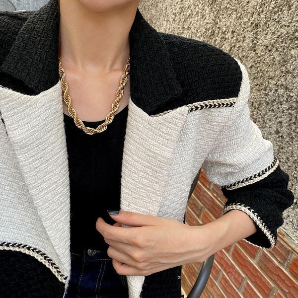 

timeless wonder chic chunky twist chains choker necklace women jewelry punk ins trendy boho designer party goth rare ins 22811, Golden;silver