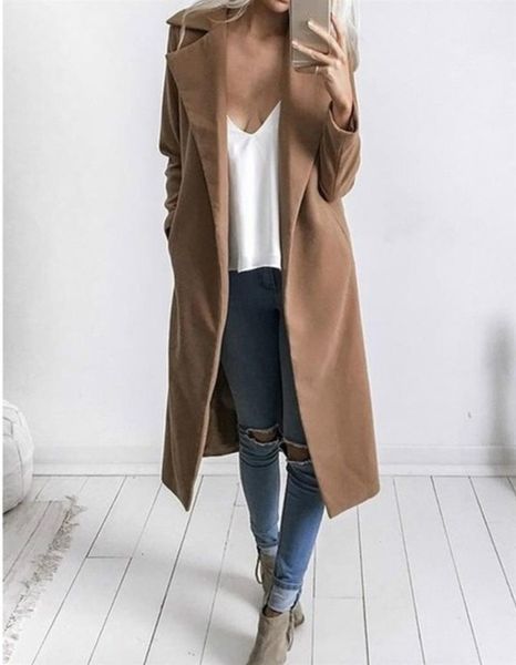 

women's suits & blazers 2021 women casual long wool coats sleeve solid color fashion pocket turn down collar jacket winter coat, White;black