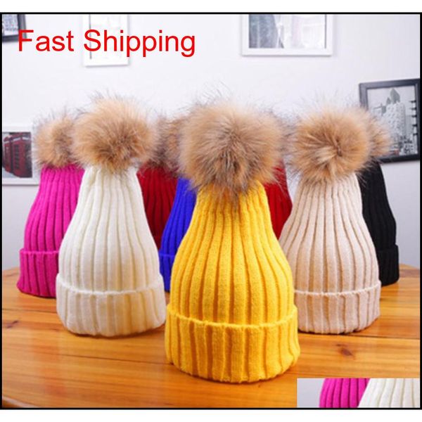 

fashion winter lady wool cap parent-child protect ear joker warm hair ball knit cap women cap 20 styles beanies zza958 mbv1k