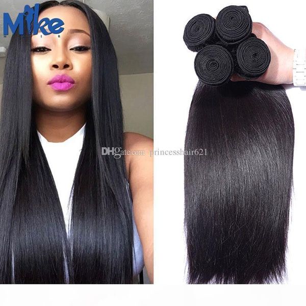 

mikehair brazilian hair 4 bundles straight human hair weave factory wholesale peruvian indian malaysian remy human hair extensions, Black