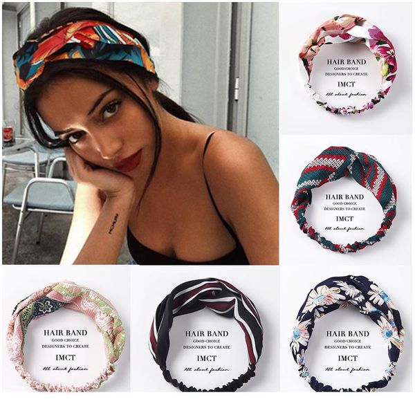 

women hair accessories for baby fashion headband fabric cross knotted bow chiffon floral hair band korea headdress lad bbyamy