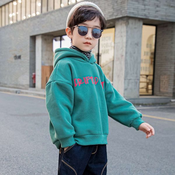 

boys' sweater high winter collar autumn 2020 new korean children's plush thickened hoodie uoeu, Black