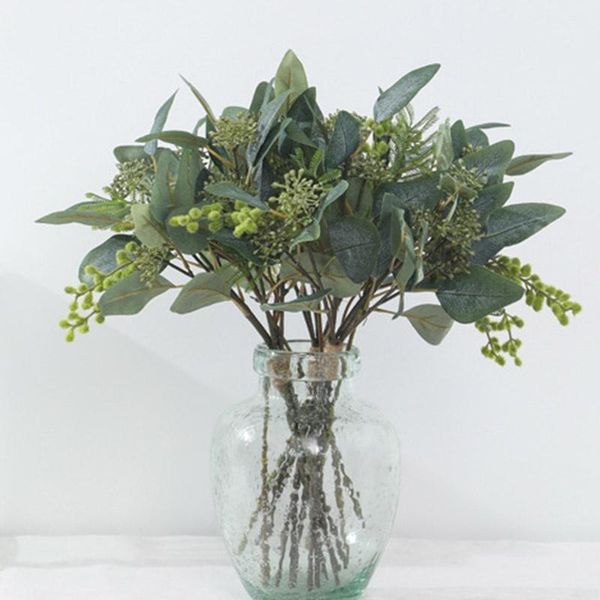 

decorative flowers & wreaths artificial plants with berries fruit green jungle party decoration eucalyptus fake leaves bundle home wedding b