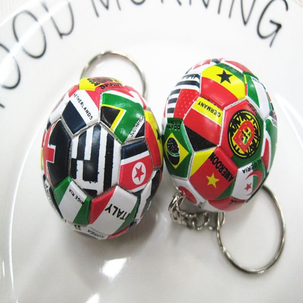 

designers fashion key chains sports football flag world cup flag footballandmade leather keychains men women bag pendant accessories 9 color, Silver