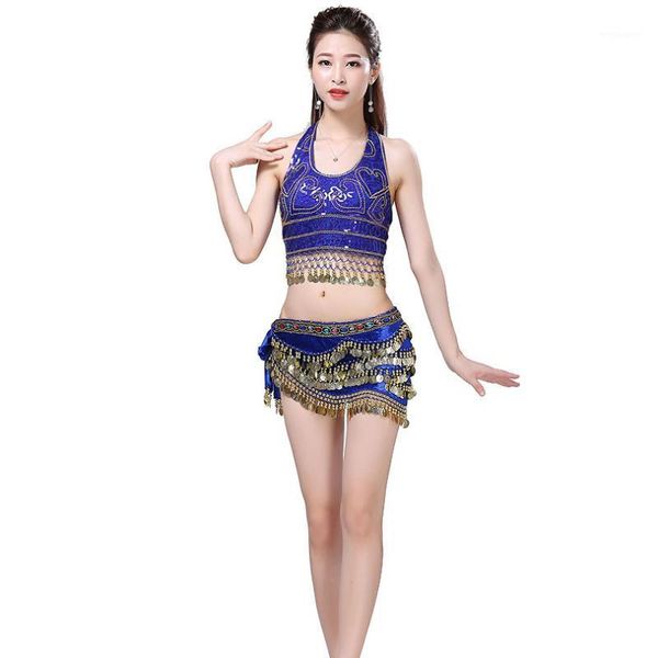 

belly dancing costume set party sequin coins club wear outfits stage show performance carnival halloween bra+hip scarf1, Black;red