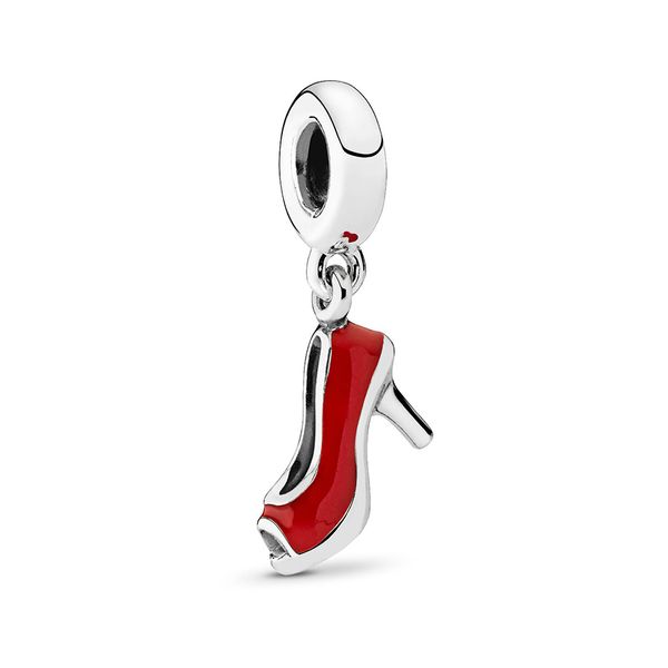 

authentic ale 925 sterling silver red stiletto dangle charms beads pendant with enamel fit pandora bracelets & necklace for diy jewelry make, Black