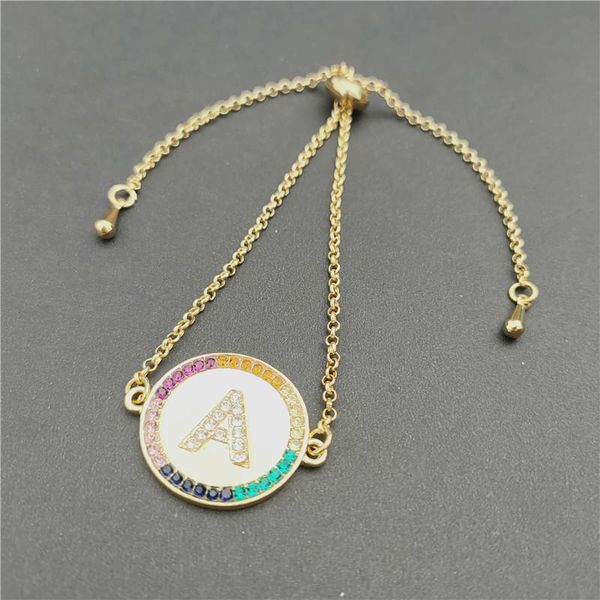

Hot Sell Initial Letter Bracelet CZ Name 26 Letters Bracelets For Women Geometric Round Charm Jewelry Gift Wholesale, Black