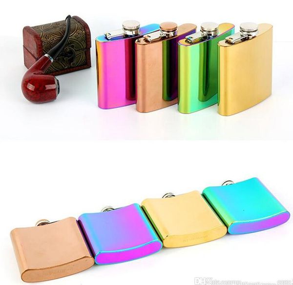 

flask rainbow steel hip colored plating stainless 6oz creative electroplate whisky flagon portable wine jug 4 colors ing