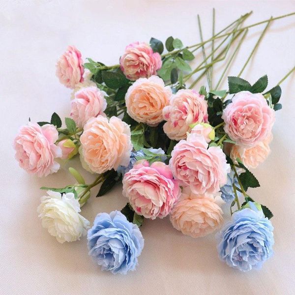 

2020 simulation roses artificial flowers for wedding party cloth flowers bouquet for home decor artificial bouquets p props1