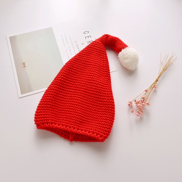 

childrens woolen christmas hat candy knitting big ball cute warm autumn and winter hat solid color elf long tail hat s1903