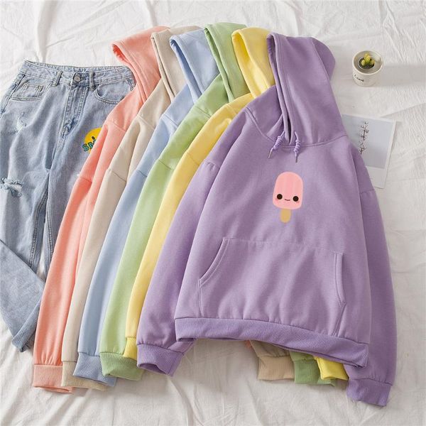 

kawaii cartoon hoodie warm hoodies for women plus size cotton sweatshirts long sleeve winter pocket drawstring sudadera mujer, Black