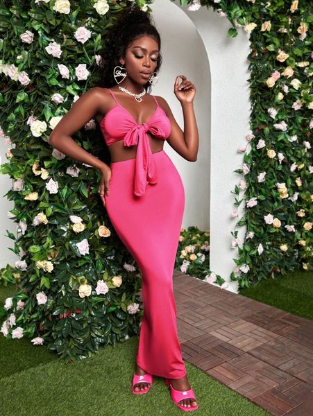 

sxy knot front cami & skirt 40y0#, White