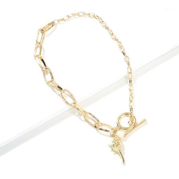 

yaayoo imitation pearl conch gold o-chain necklace chokers asymmetric trendy necklaces jewelry for women gift1, Golden;silver