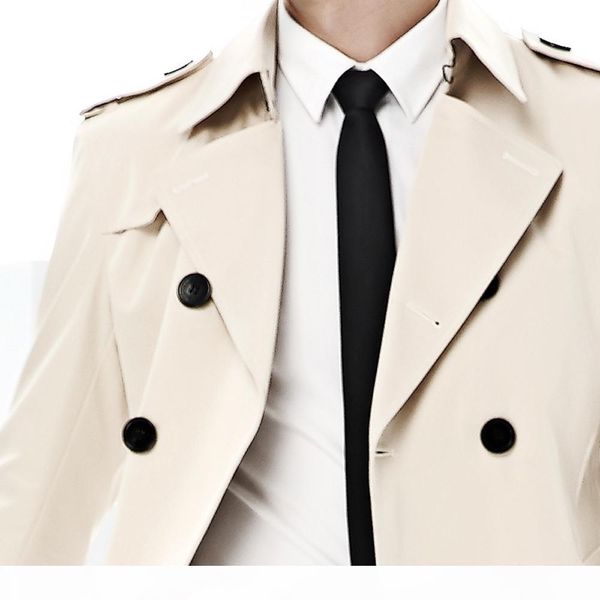 

ursmart paragraph double-breasted men fall dust coat grows in men's windbreaker white original authentic trench coat, Tan;black