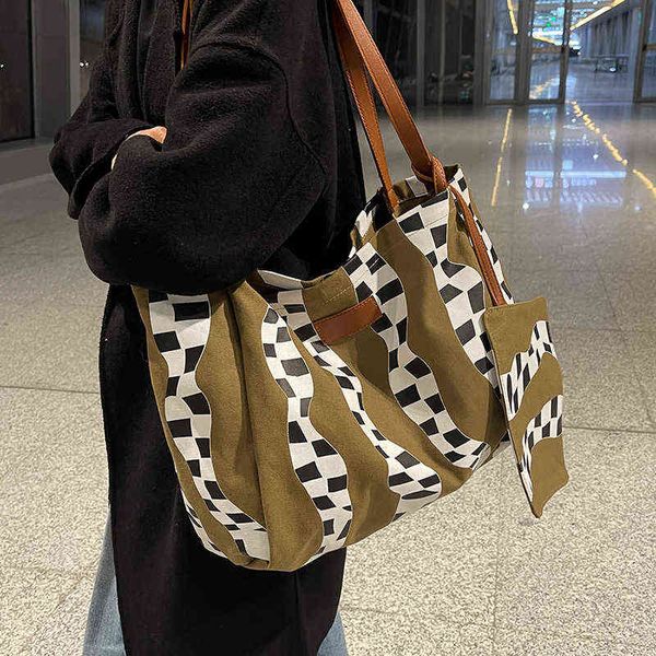 

shopping bags autumn and winter new large-capacity canvas all-match western-style high-quality texture women single-shoulder tote handbag 22