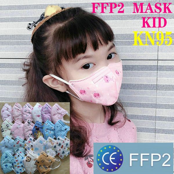 Maschere per bambini KN95 FFP2 3-12 anni Maschera per il viso di design per bambini Respiratore a carbone attivo Valvola protettiva per ragazzi ragazze top vendita